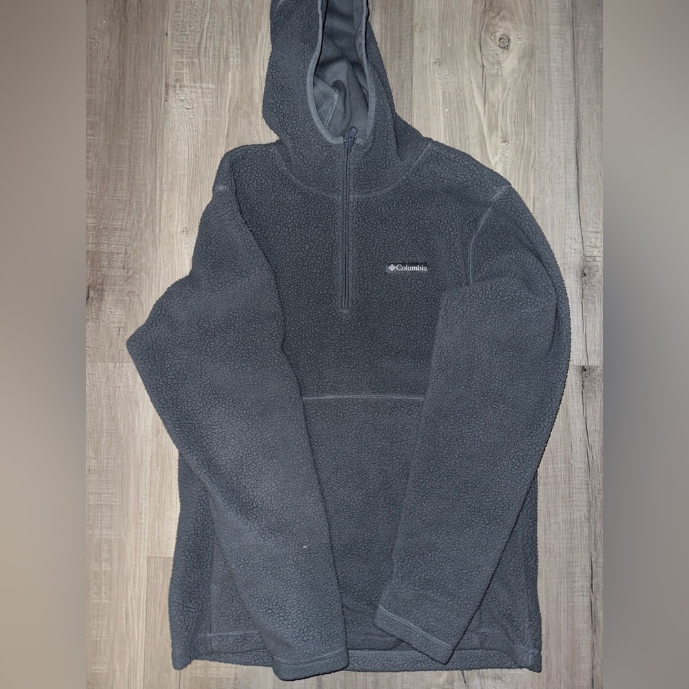 Mens Grey Colombia Sherpa quarter zip pullover